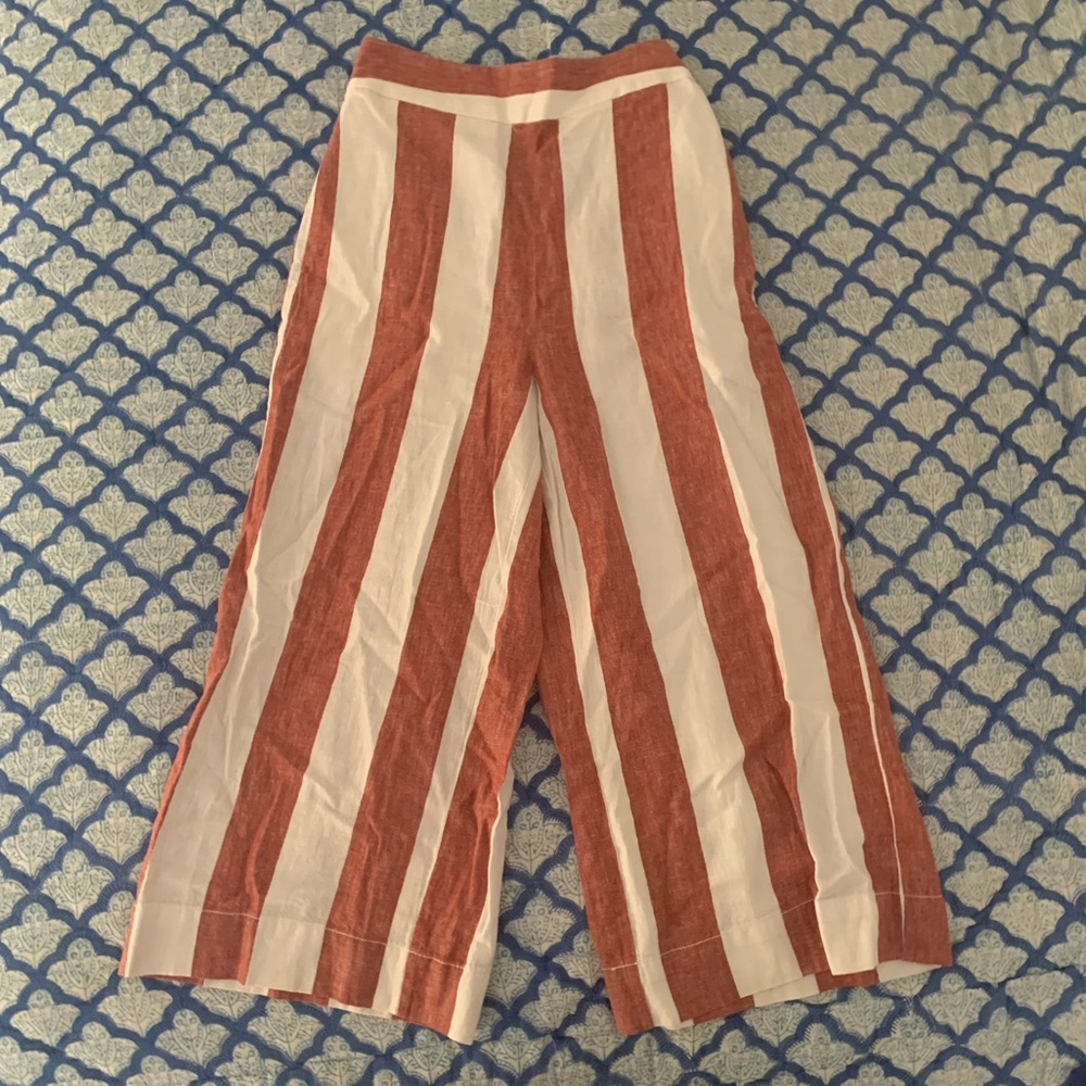 Red and White Striped Madewell Wide Leg Pants